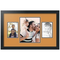 ArtToFrames Collage Photo Picture Frame with 1 - 8x10 and 2 - 4x6" Openings, Framed in Black with Amber and Black Mats (CDM-3926-203)