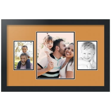 ArtToFrames Collage Photo Picture Frame with 1 - 8x10 and 2 - 4x6" Openings, Framed in Black with Amber and Black Mats (CDM-3926-203)
