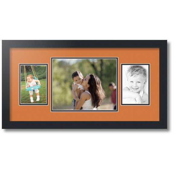 ArtToFrames Collage Photo Picture Frame with 1 - 8x10 and 2 - 4x6" Openings, Framed in Black with Octoberfest and Black Mats (CDM-3926-112)