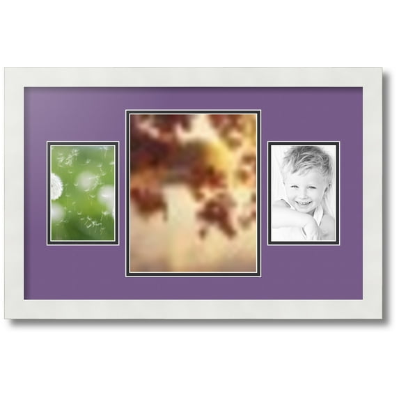 ArtToFrames Collage Photo Picture Frame with 1 - 8x10 and 2 - 4x6 Openings, Framed in White with Grape and Black Mats (CDM-3966-75)
