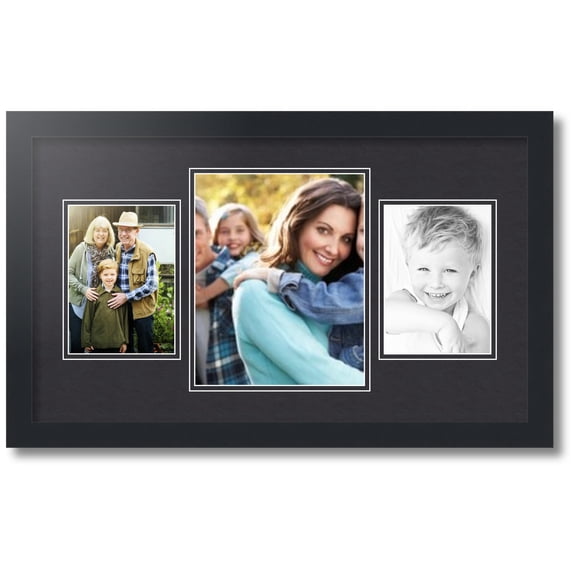 ArtToFrames Collage Photo Picture Frame with 1 - 8x10 and 2 - 5x7 Openings, Framed in Black with Black and Black Mats (CDM-3926-75)
