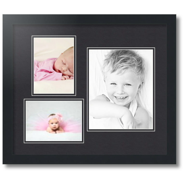ArtToFrames Collage Photo Picture Frame with 1 - 8x10 and 2 - 5x7 Openings, Framed in Black with Super White and Black Mats (cdm-3926-78)
