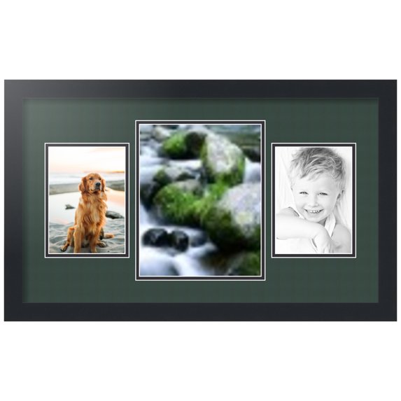 ArtToFrames Collage Photo Picture Frame with 1 - 8x10 and 2 - 5x7" Openings, Framed in Black with Envy and Black Mats (CDM-3926-200)