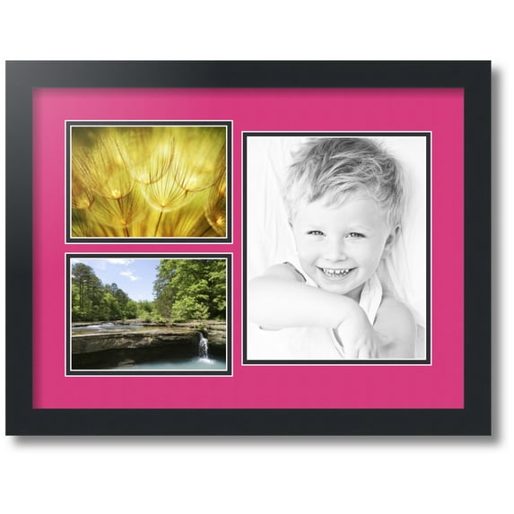 ArtToFrames Collage Photo Picture Frame with 1 - 8x10 and 2 - 5x7" Openings, Framed in Black with Tulip and Black Mats (CDM-3926-1128)