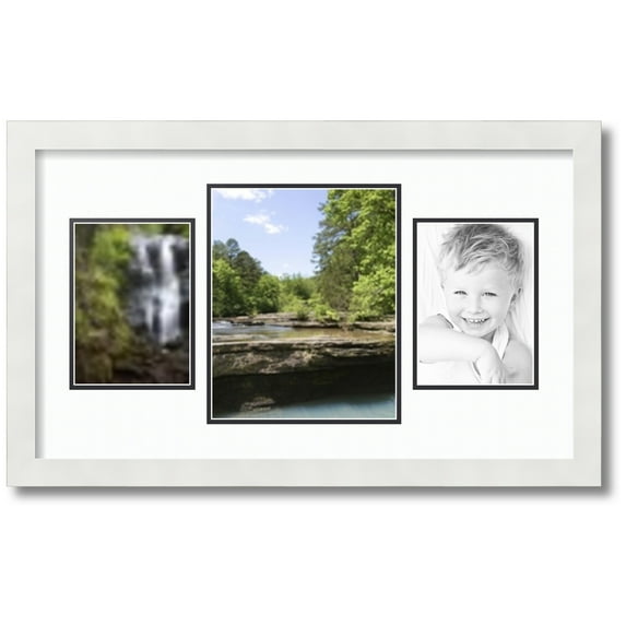 ArtToFrames Collage Photo Picture Frame with 1 - 8x10 and 2 - 5x7 Openings, Framed in White with Super White and Black Mats (CDM-3966-75)