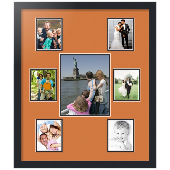 ArtToFrames Collage Photo Picture Frame with 1 - 8x10 and 6 - 4x5" Openings, Framed in Black with Octoberfest and Black Mats (CDM-3926-265)