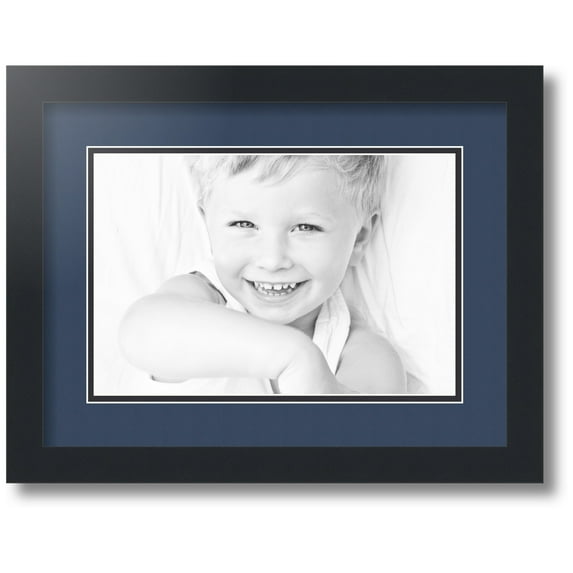 ArtToFrames Collage Photo Picture Frame with 1 - 8x12" Openings, Framed in Black with Midnight Blue and Black Mats (CDM-3926-720)