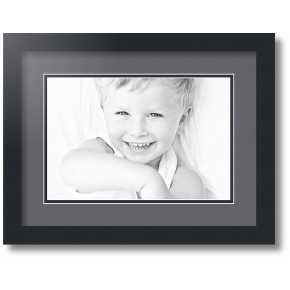 ArtToFrames Collage Photo Picture Frame with 1 - 8x12" Openings, Framed in Black with Mountain Grey and Black Mats (CDM-3926-720)
