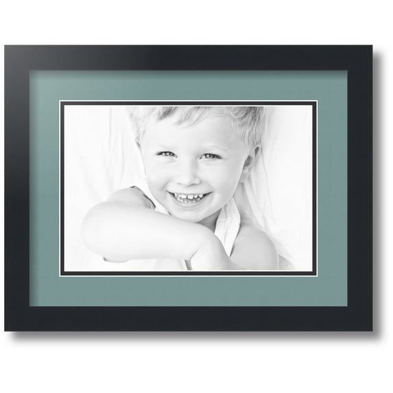 ArtToFrames Collage Photo Picture Frame with 1 - 8x12" Openings, Framed in Black with Nile Green and Black Mats (CDM-3926-720)