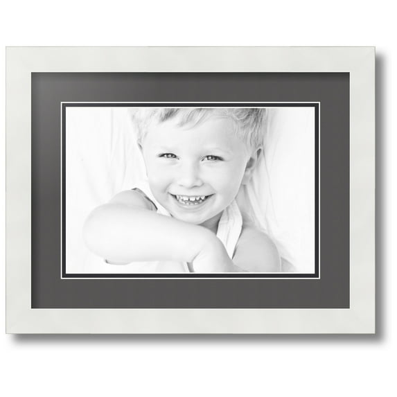 ArtToFrames Collage Photo Picture Frame with 1 - 8x12" Openings, Framed in White with Charcoal and Black Mats (CDM-3966-271)