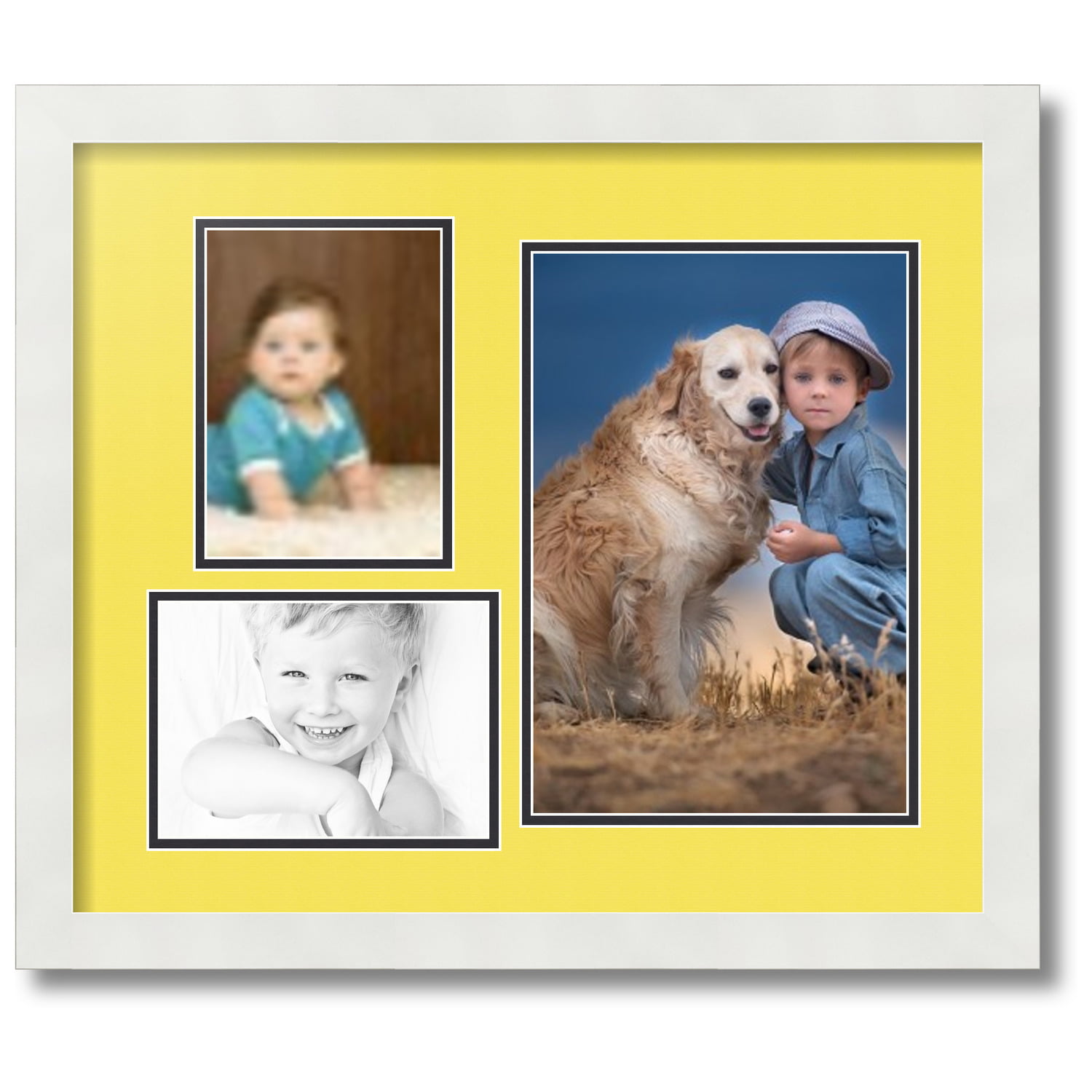 ArtToFrames 6x10 inch Satin Black Picture Frame with 2 Inch Single Ivory  Mat, SingleMat-FRBW26079-6x10-81