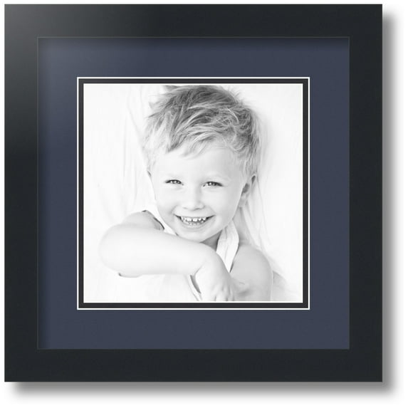 ArtToFrames Collage Photo Picture Frame with 1 - 8x8 Openings, Framed in Black with Blue Jay and Black Mats (CDM-3926-301)