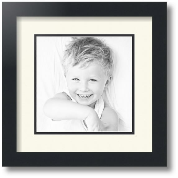 ArtToFrames Collage Photo Picture Frame with 1 - 8x8 Openings, Framed in Black with Off White and Black Mats (CDM-3926-301)