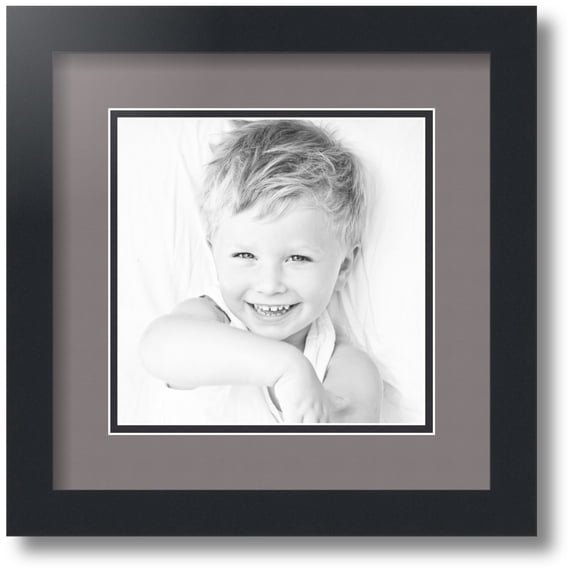 ArtToFrames Collage Photo Picture Frame with 1 - 8x8 Openings, Framed in Black with Pewter and Black Mats (CDM-3926-301)