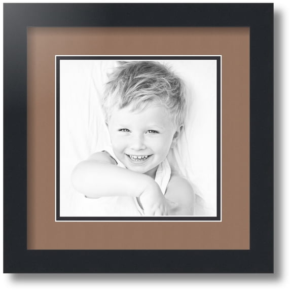 ArtToFrames Collage Photo Picture Frame with 1 - 8x8 Openings, Framed in Black with Sandpiper and Black Mats (CDM-3926-301)