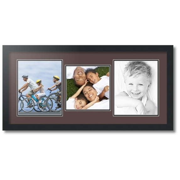 ArtToFrames Collage Photo Picture Frame with 1 - 8x8 and 2 - 8x10 Openings, Framed in Black with Peat and Black Mats (CDM-3926-71)