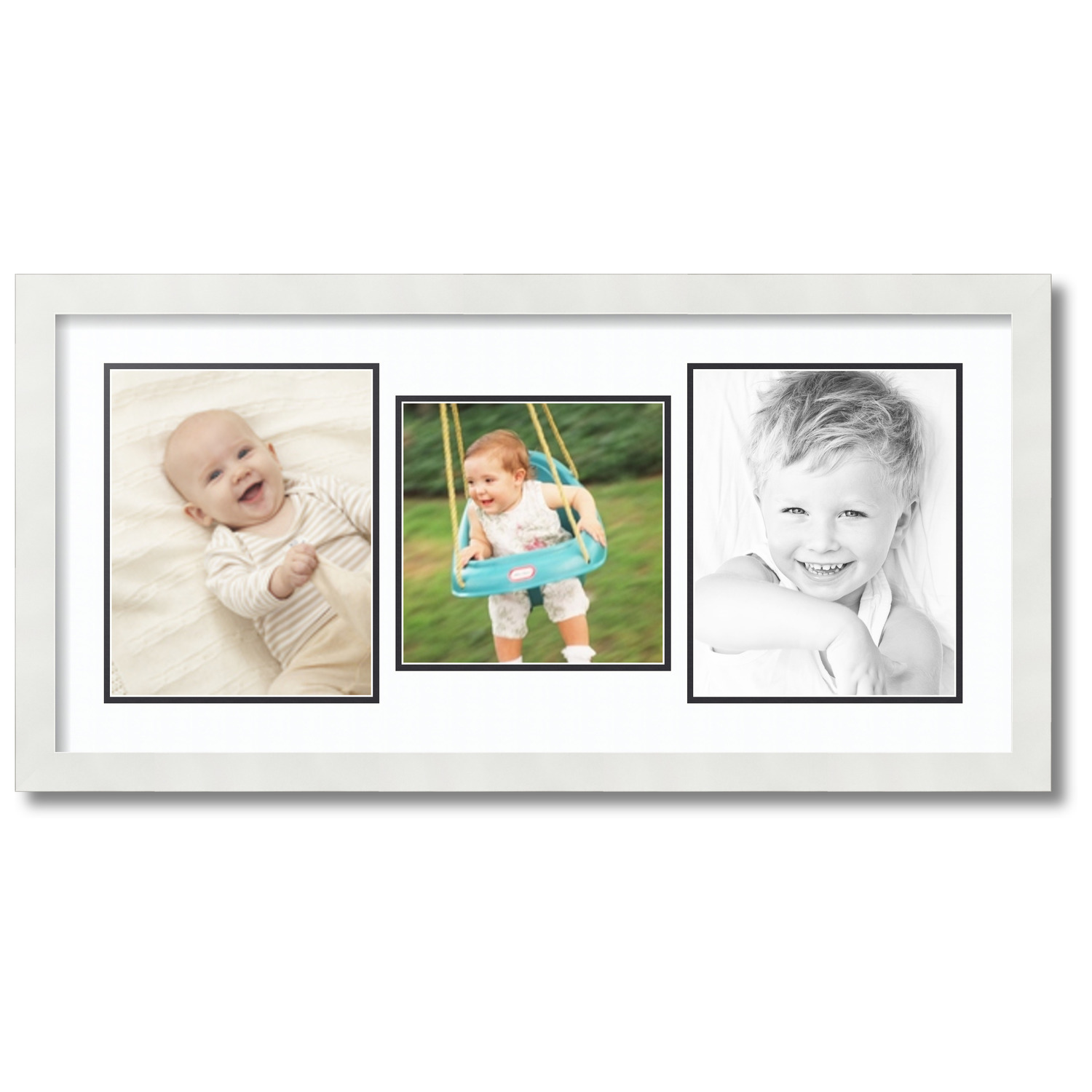 ArtToFrames Collage Photo Picture Frame with 1 8x8 and 2 8x10 Openings, Framed in White with