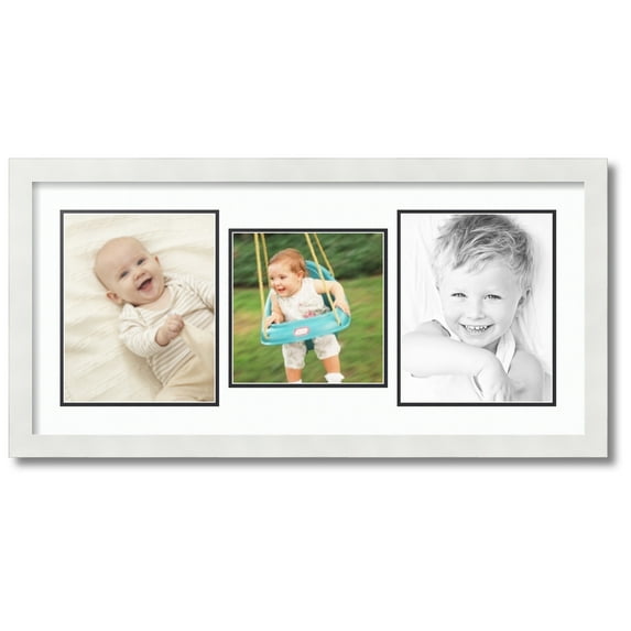 ArtToFrames Collage Photo Picture Frame with 1 - 8x8 and 2 - 8x10 Openings, Framed in White with Super White and Black Mats (CDM-3966-71)