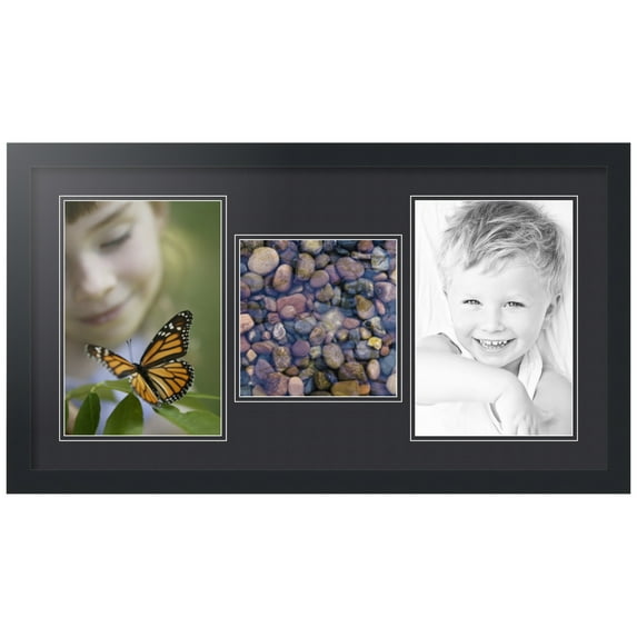 ArtToFrames Collage Photo Picture Frame with 1 - 8x8 and 2 - 8x12 Openings, Framed in Black with Black and Black Mats (CDM-3926-71)