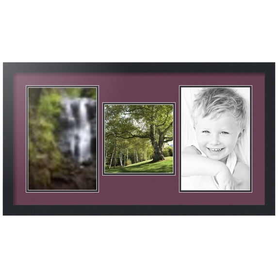 ArtToFrames Collage Photo Picture Frame with 1 - 8x8 and 2 - 8x12 Openings, Framed in Black with Ruby and Black Mats (CDM-3926-71)