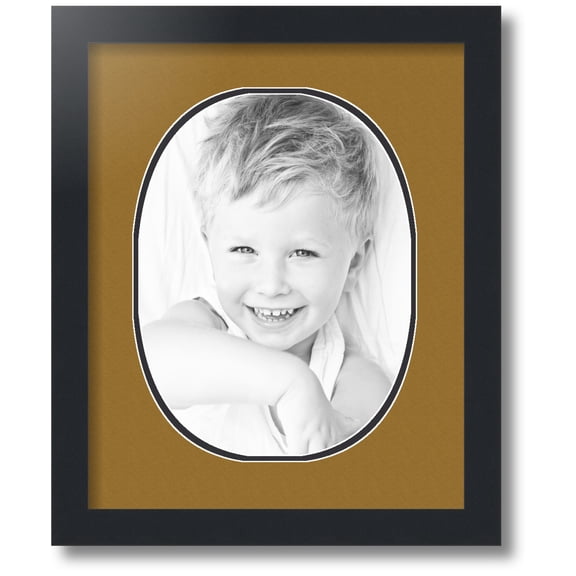 ArtToFrames Collage Photo Picture Frame with 1 - 9x12 Openings, Framed in Black with El Dorado and Black Mats (CDM-3926-272)