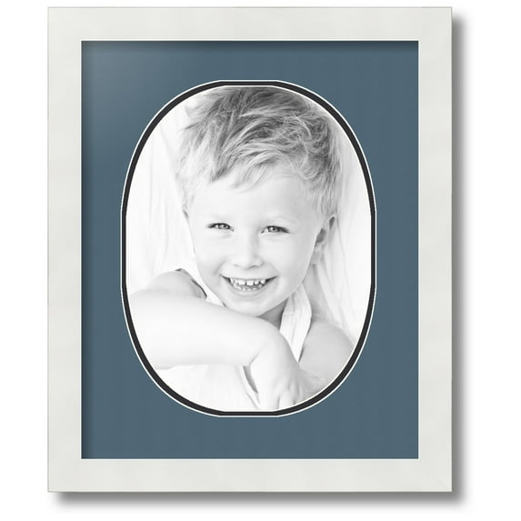 ArtToFrames Collage Photo Picture Frame with 1 - 9x12 Openings, Framed in White with Dutch Blue and Black Mats (CDM-3966-272)