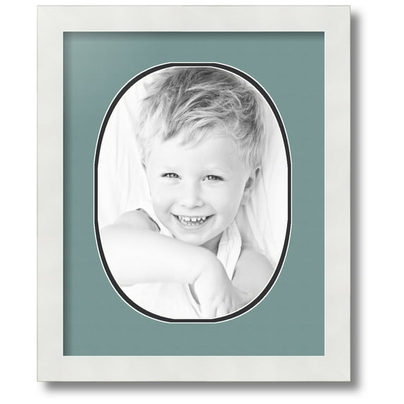 ArtToFrames Collage Photo Picture Frame with 1 - 9x12 Openings, Framed in White with Nile Green and Black Mats (CDM-3966-272)