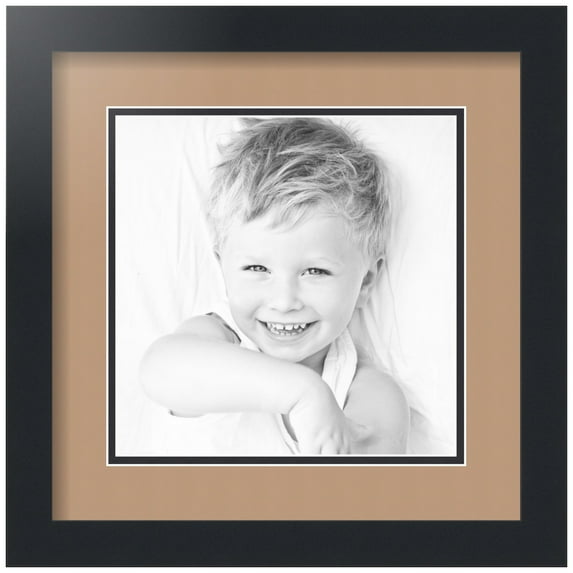 ArtToFrames Collage Photo Picture Frame with 1 - 9x9" Openings, Framed in Black with Desert Sand and Black Mats (CDM-3926-665)