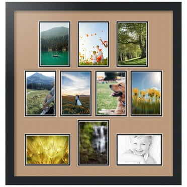 ArtToFrames Collage Photo Picture Frame with 10 - 4x6" Openings, Framed in Black with Desert Sand and Black Mats (CDM-3926-403)