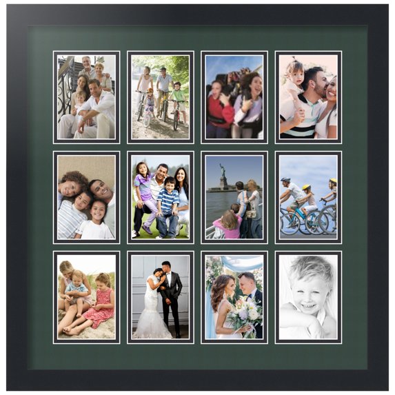 ArtToFrames Collage Photo Picture Frame with 12 - 3.25x4.75" Openings, Framed in Black with Envy and Black Mats (CDM-3926-1156)