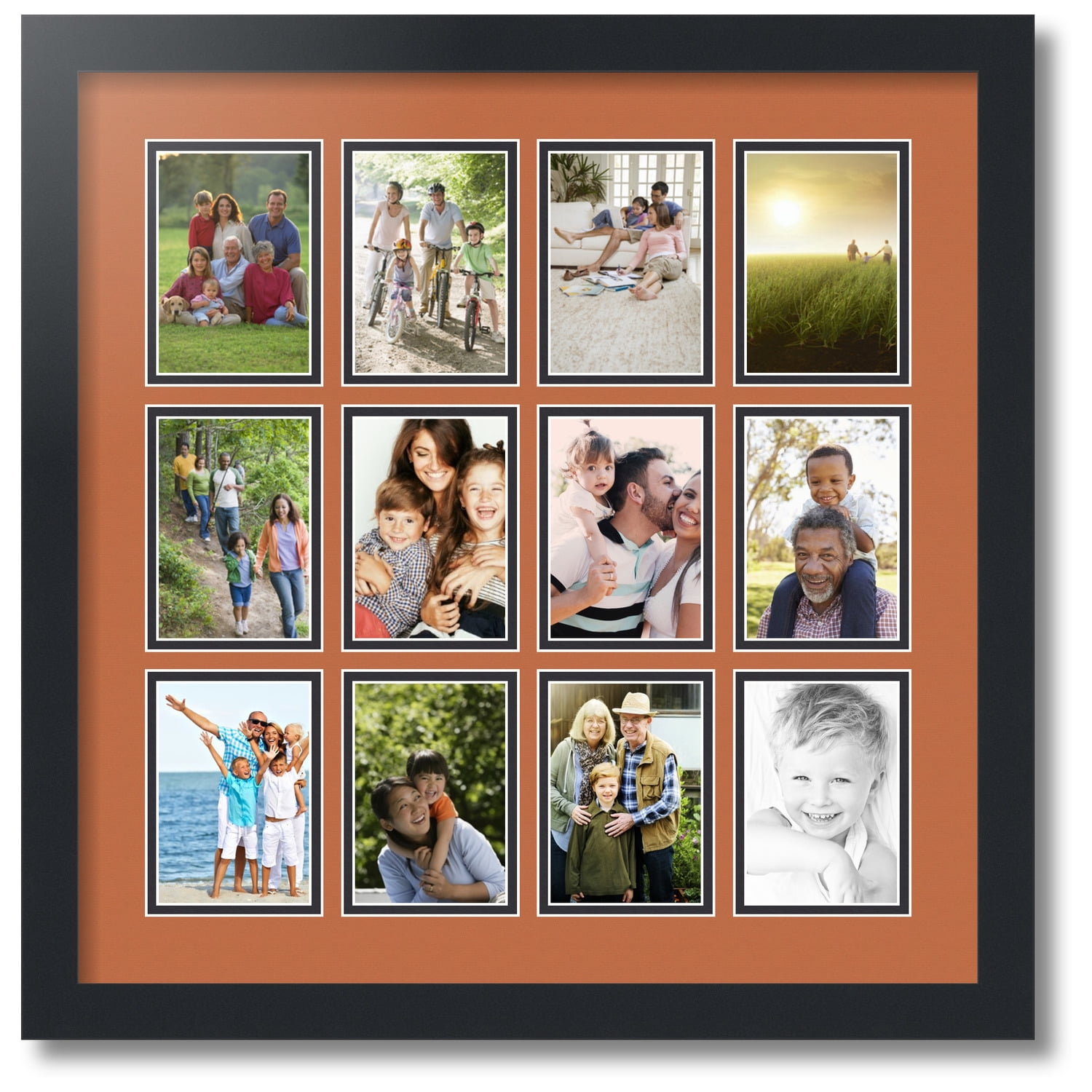 ArtToFrames Picture Frame 9 Piece Wall Set, (4) 6x6, (1) 12x12, (4) 6x4  inch, White Frames, White Display Mats