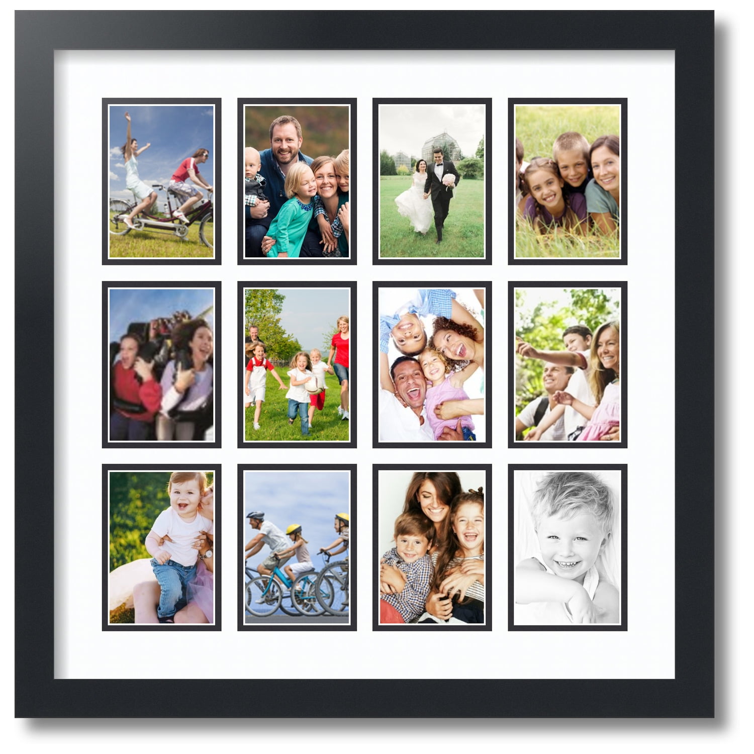 ArtToFrames Collage Photo Picture Frame with 4 - 4x6 inch Openings, Framed  in Black with Over 62 Mat Color Options and Plexi Glass (CSM-3926-14)