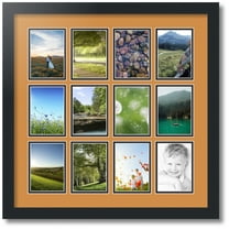 ArtToFrames Collage Photo Picture Frame with 12 - 3.5x5" Openings, Framed in Black with Amber and Black Mats (CDM-3926-227)