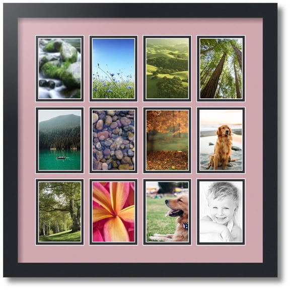 ArtToFrames Collage Photo Picture Frame with 12 - 3.5x5 Openings, Framed in Black with Seashell and Black Mats (CDM-3926-234)