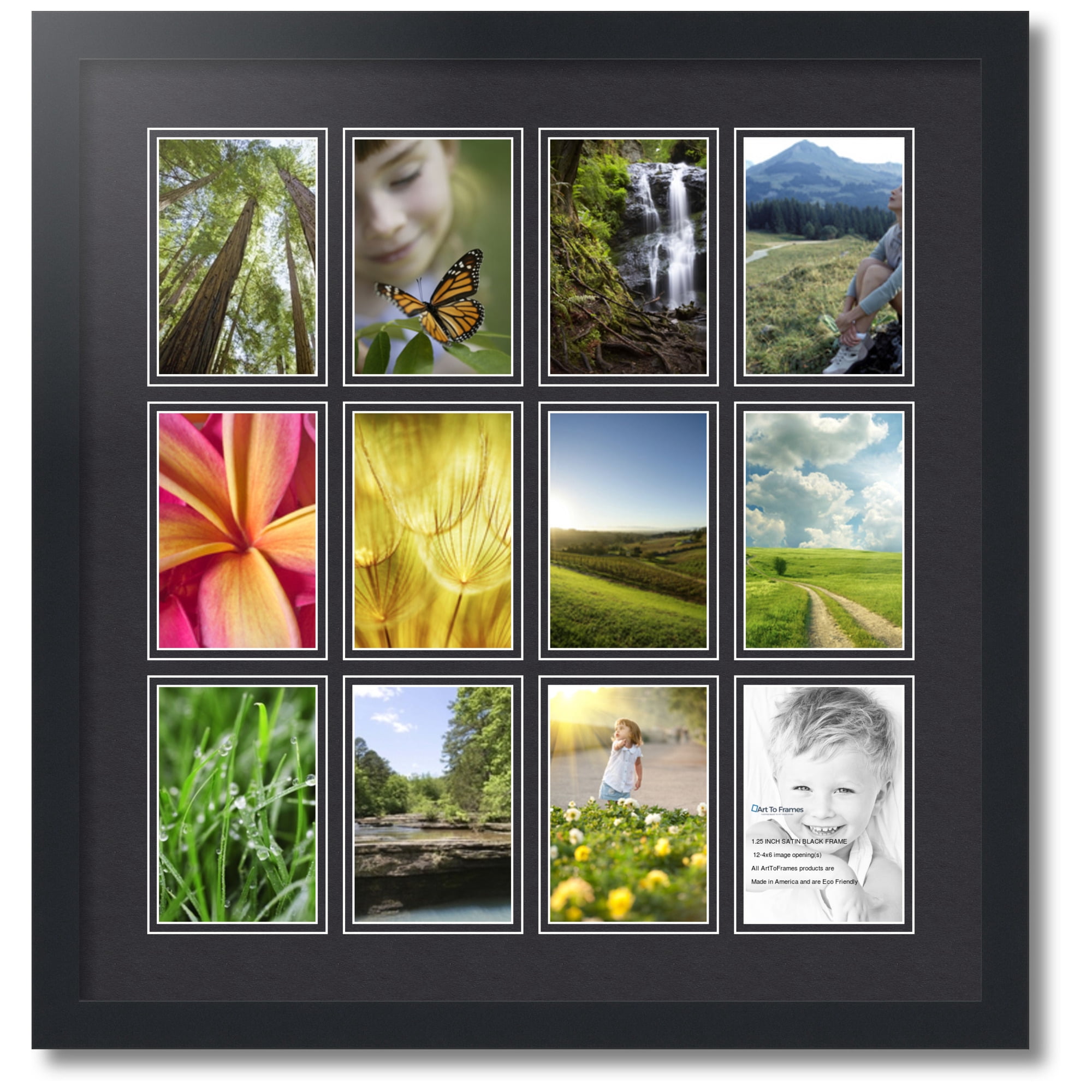 ArtToFrames Collage Photo Picture Frame with 12 - 4x6 Openings, Framed in Black with Black and Black Mats (CDM-3926-234)