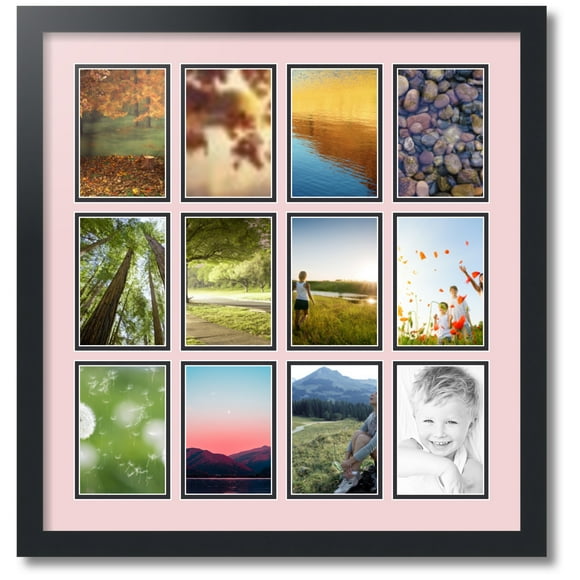 ArtToFrames Collage Photo Picture Frame with 12 - 4x6" Openings, Framed in Black with Hollyhock and Black Mats (CDM-3926-228)