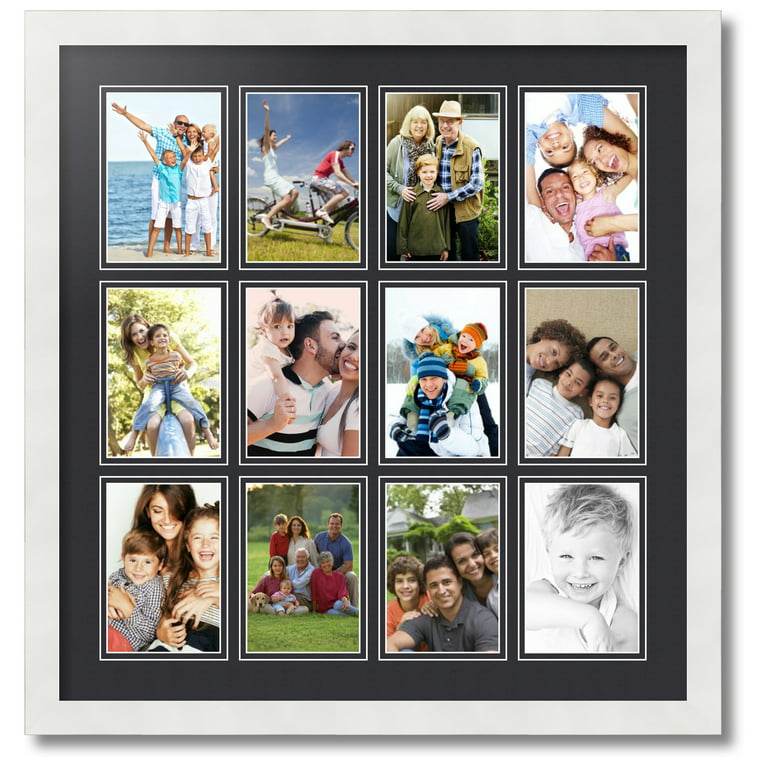 ArtToFrames Collage Photo Picture Frame with 4 - 4x6 inch Openings, Framed  in Black with Over 62 Mat Color Options and Plexi Glass (CSM-3926-14)