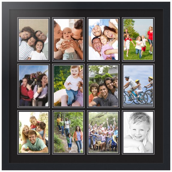 ArtToFrames Collage Photo Picture Frame with 12 - 5x7" Openings, Framed in Black with Black Belt and Black Mats (CDM-3926-229)