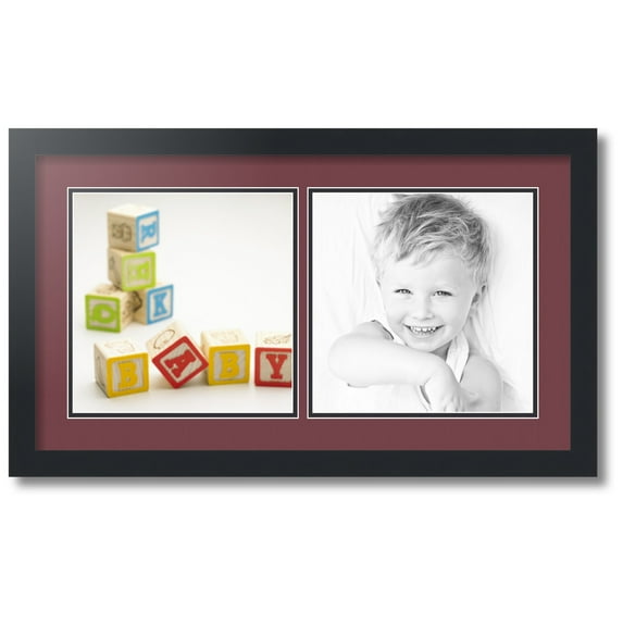 ArtToFrames Collage Photo Picture Frame with 2 - 10x10 Openings, Framed in Black with Maple Leaf and Black Mats (CDM-3926-40)