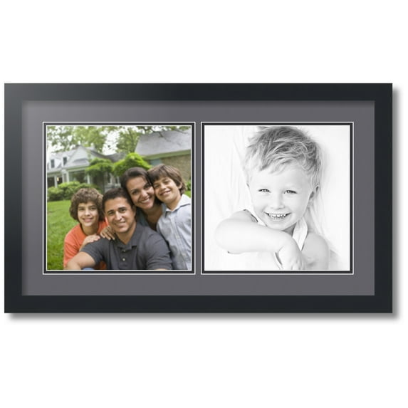 ArtToFrames Collage Photo Picture Frame with 2 - 10x10" Openings, Framed in Black with Mountain Grey and Black Mats (CDM-3926-1412)