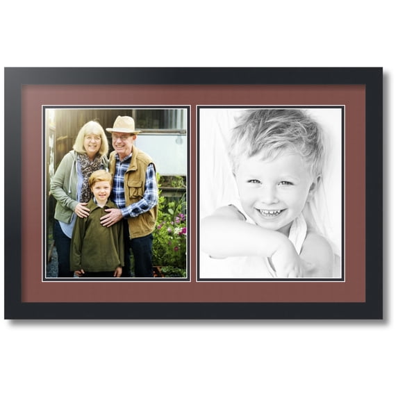 ArtToFrames Collage Photo Picture Frame with 2 - 10x12" Openings, Framed in Black with Brique and Black Mats (CDM-3926-1385)