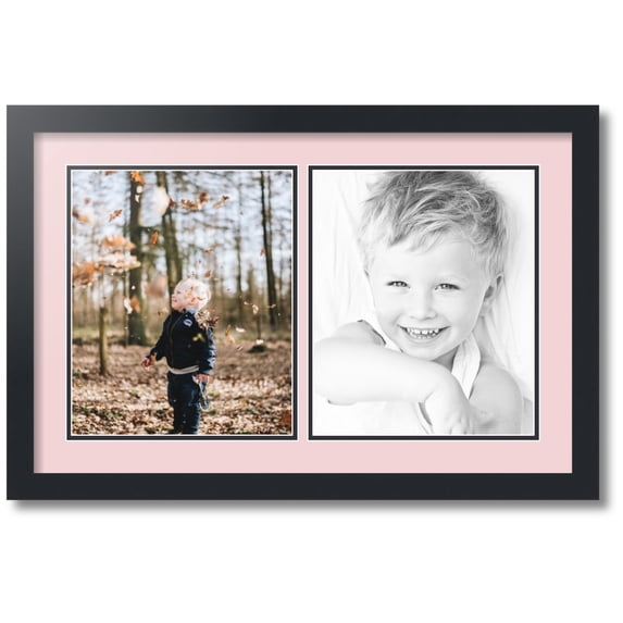 ArtToFrames Collage Photo Picture Frame with 2 - 10x12" Openings, Framed in Black with Hollyhock and Black Mats (CDM-3926-1385)
