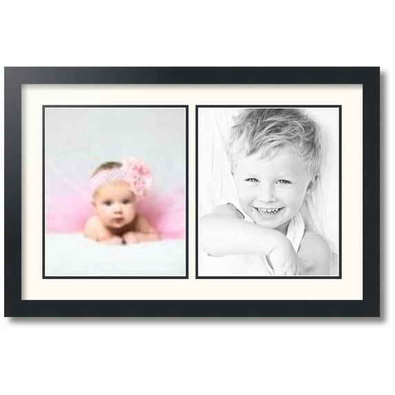 ArtToFrames Collage Photo Picture Frame with 2 - 10x12" Openings, Framed in Black with White and Black Mats (CDM-3926-1385)