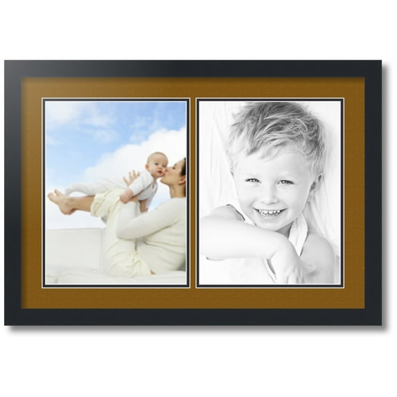 ArtToFrames Collage Photo Picture Frame with 2 - 10x13" Openings, Framed in Black with Coronado and Black Mats (CDM-3926-1416)