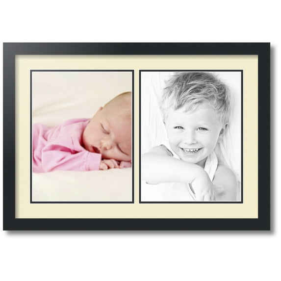 ArtToFrames Collage Photo Picture Frame with 2 - 10x13" Openings, Framed in Black with Oyster and Black Mats (CDM-3926-1416)