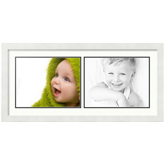 ArtToFrames Collage Photo Picture Frame with 2 - 10x13 Openings, Framed in White with Porcelain and Black Mats (CDM-3966-53)