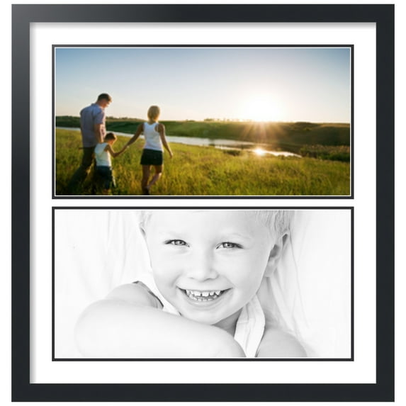 ArtToFrames Collage Photo Picture Frame with 2 - 10x20" Openings, Framed in Black with Crisp and Black Mats (CDM-3926-1579)