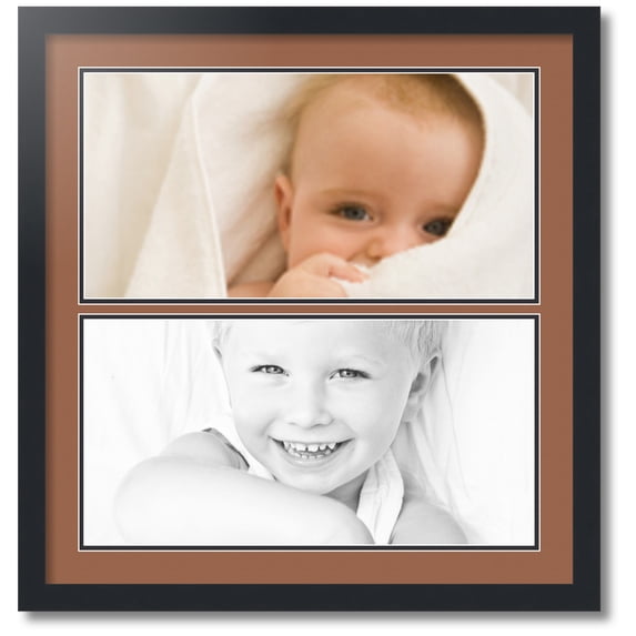 ArtToFrames Collage Photo Picture Frame with 2 - 10x20" Openings, Framed in Black with Paloma and Black Mats (CDM-3926-1579)