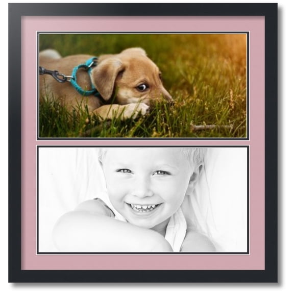 ArtToFrames Collage Photo Picture Frame with 2 - 10x20" Openings, Framed in Black with Seashell and Black Mats (CDM-3926-1579)