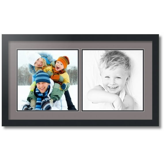 ArtToFrames Collage Photo Picture Frame with 2 - 11x11 Openings, Framed in Black with Pewter and Black Mats (CDM-3926-40)